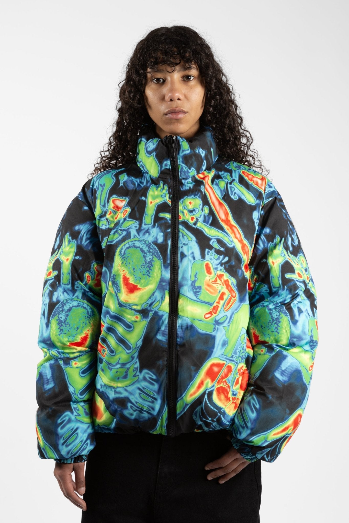 Wasted Youth QUILT PUFF JACKET Navy M Puffer Fusion